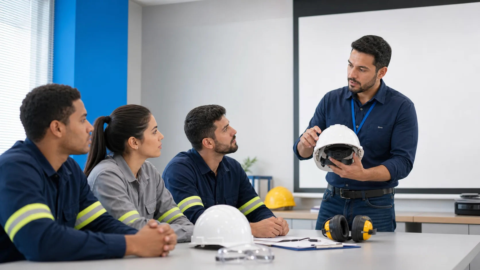 Treinamento de segurança do trabalho com equipamentos de proteção